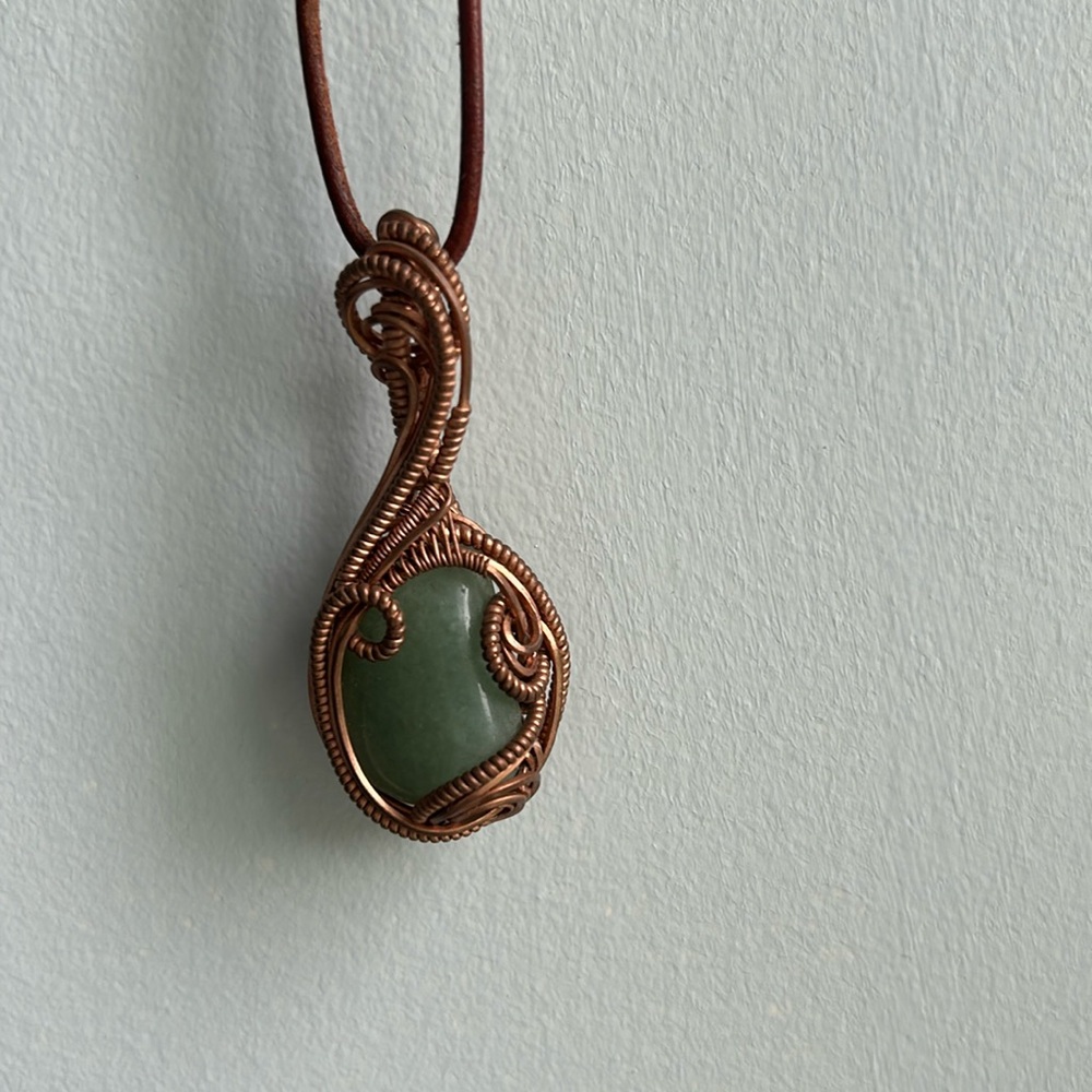 Copper Wire Wrapped Stone Necklace